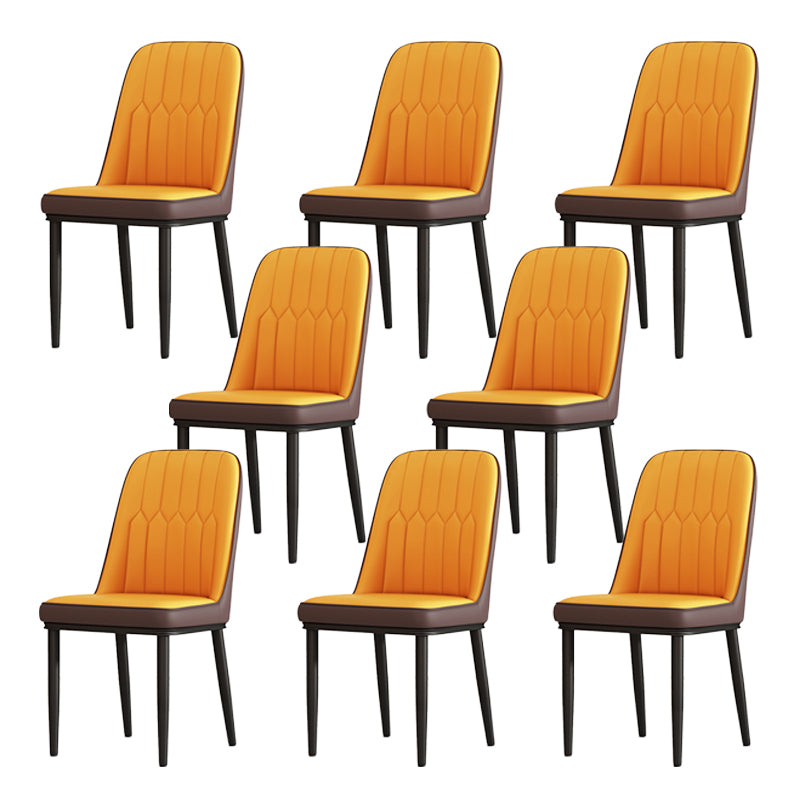 Silla de comedor de metal de estilo escandinavo, silla sin brazos con respaldo sólido