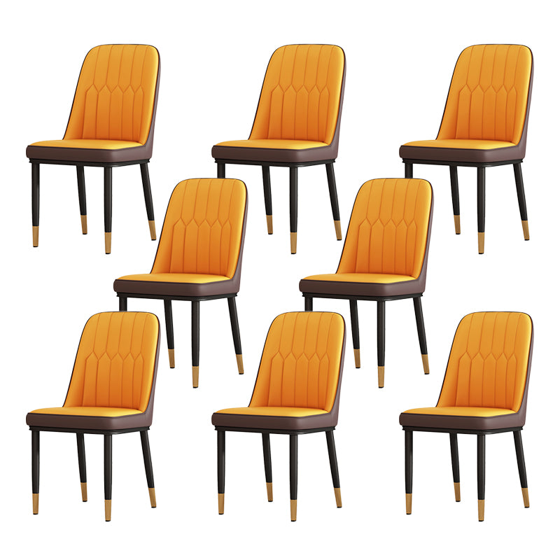 Silla de comedor de metal de estilo escandinavo, silla sin brazos con respaldo sólido