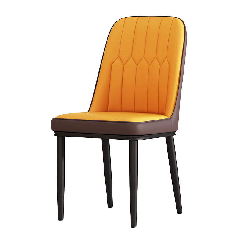 Silla de comedor de metal de estilo escandinavo, silla sin brazos con respaldo sólido