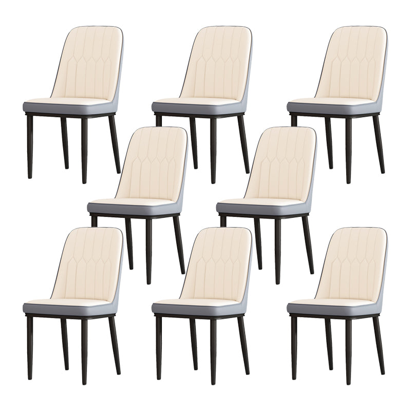 Silla de comedor de metal de estilo escandinavo, silla sin brazos con respaldo sólido