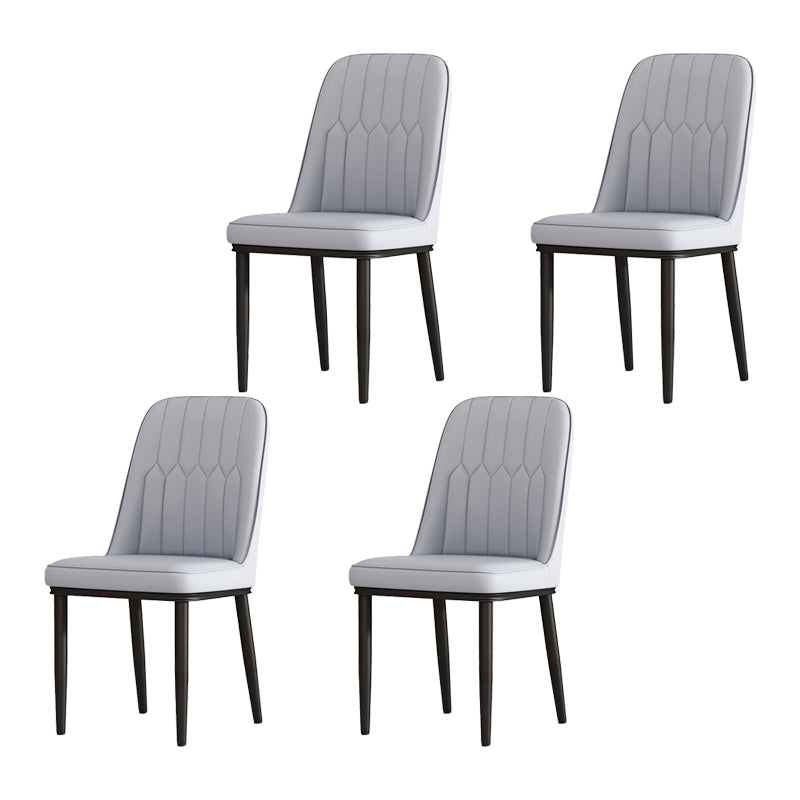 Silla de comedor de metal de estilo escandinavo, silla sin brazos con respaldo sólido