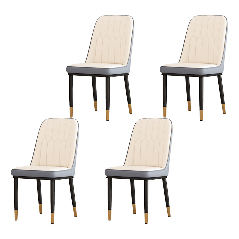 Silla de comedor de metal de estilo escandinavo, silla sin brazos con respaldo sólido