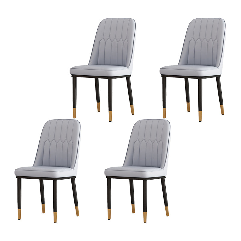 Silla de comedor de metal de estilo escandinavo, silla sin brazos con respaldo sólido