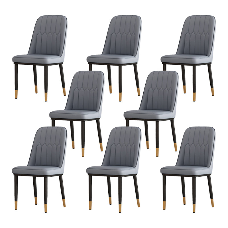 Silla de comedor de metal de estilo escandinavo, silla sin brazos con respaldo sólido