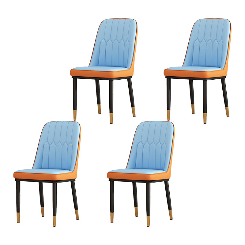 Silla de comedor de metal de estilo escandinavo, silla sin brazos con respaldo sólido