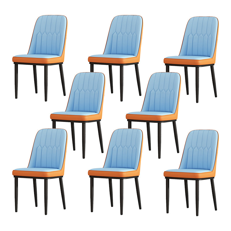 Silla de comedor de metal de estilo escandinavo, silla sin brazos con respaldo sólido