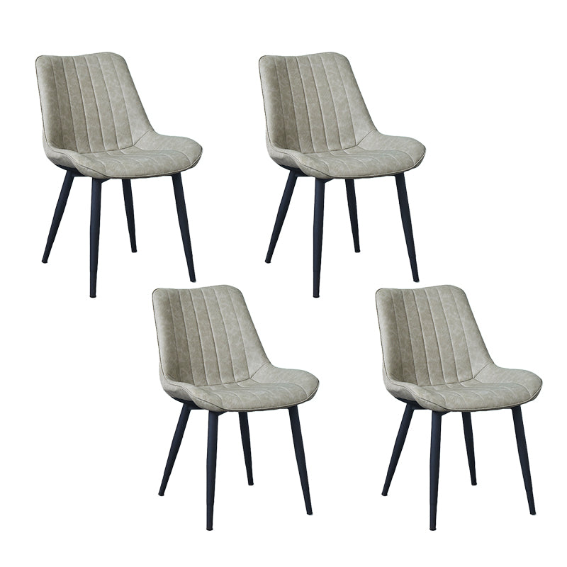 Silla lateral escandinava interior Silla de comedor con respaldo sólido tapizada de metal