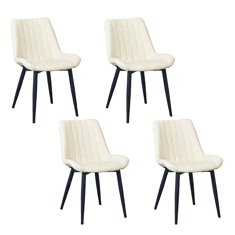 Silla lateral escandinava interior Silla de comedor con respaldo sólido tapizada de metal