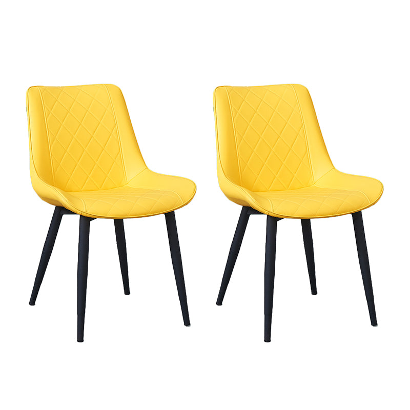 Silla lateral escandinava interior Silla de comedor con respaldo sólido tapizada de metal