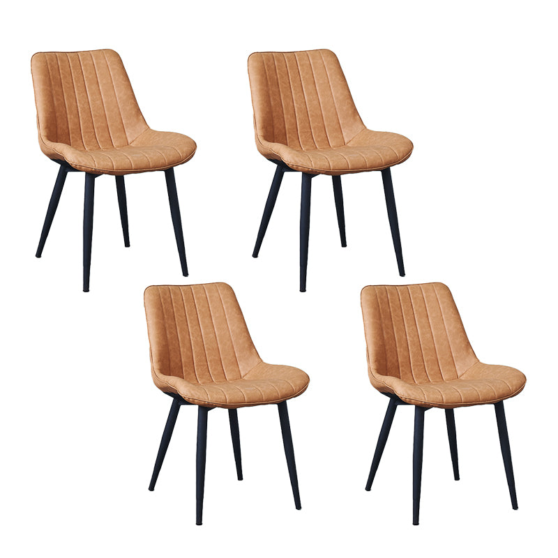 Silla lateral escandinava interior Silla de comedor con respaldo sólido tapizada de metal