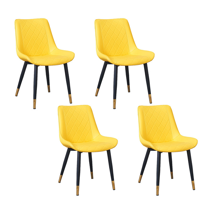Silla lateral escandinava interior Silla de comedor con respaldo sólido tapizada de metal