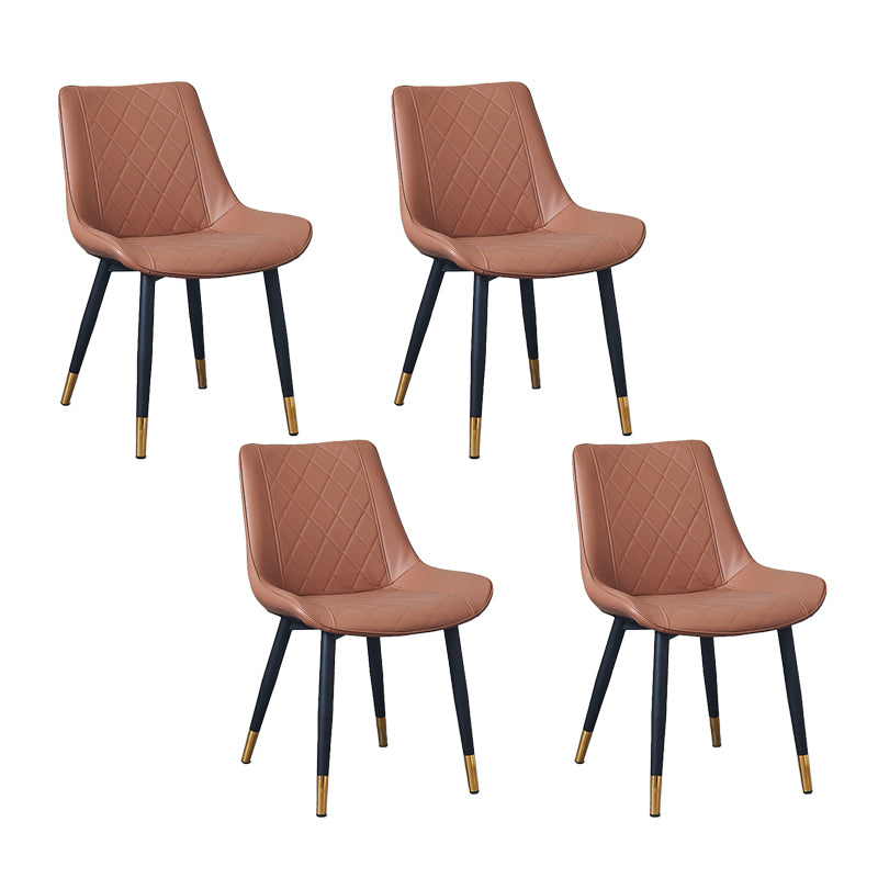 Silla lateral escandinava interior Silla de comedor con respaldo sólido tapizada de metal