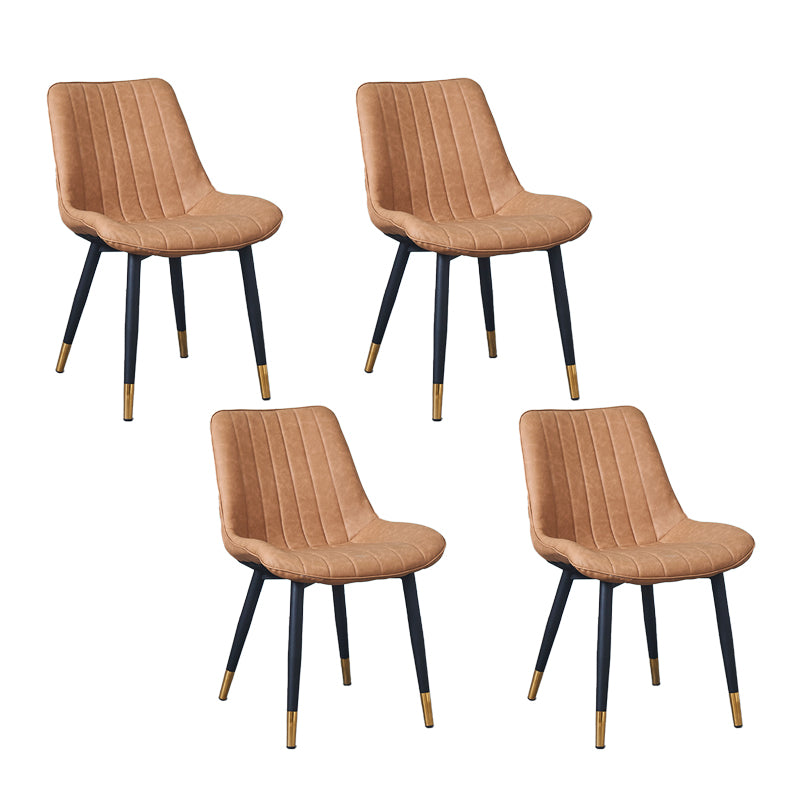 Silla lateral escandinava interior Silla de comedor con respaldo sólido tapizada de metal