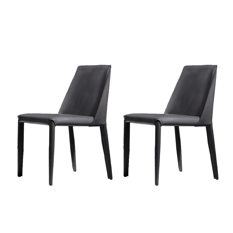 Silla lateral de comedor contemporánea de metal, silla con respaldo sólido sin brazos para comedor