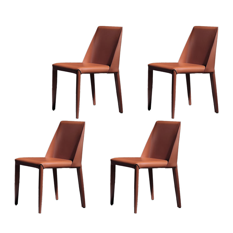 Silla lateral de comedor contemporánea de metal, silla con respaldo sólido sin brazos para comedor