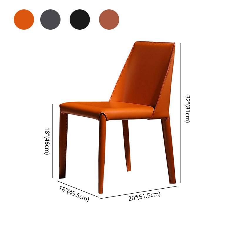 Silla lateral de comedor contemporánea de metal, silla con respaldo sólido sin brazos para comedor