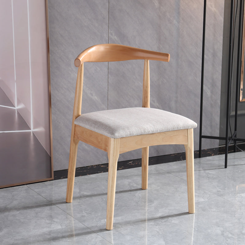 Chaise d'intérieur scandinave d'appoint rembourrée, chaise de salle à manger en bois à dossier ouvert