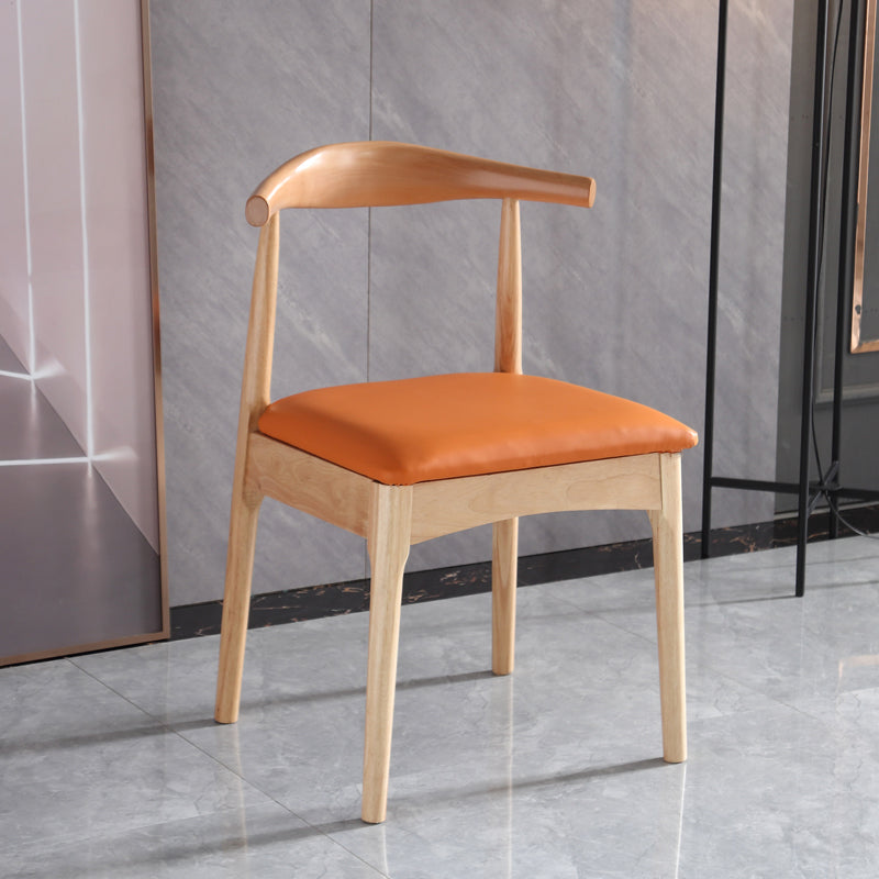 Chaise d'intérieur scandinave d'appoint rembourrée, chaise de salle à manger en bois à dossier ouvert