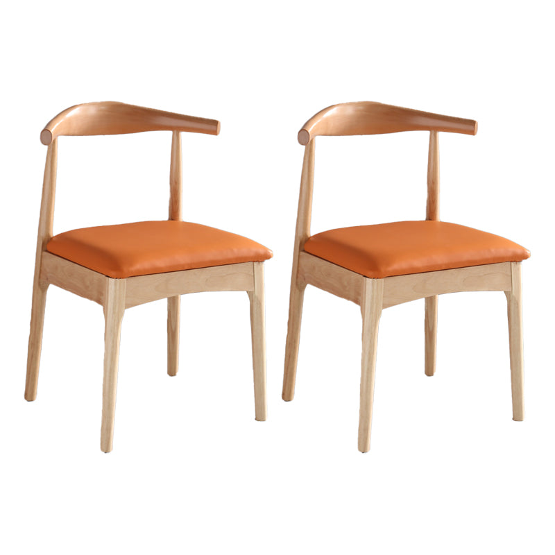 Silla lateral escandinava interior tapizada Silla de comedor de madera con respaldo abierto