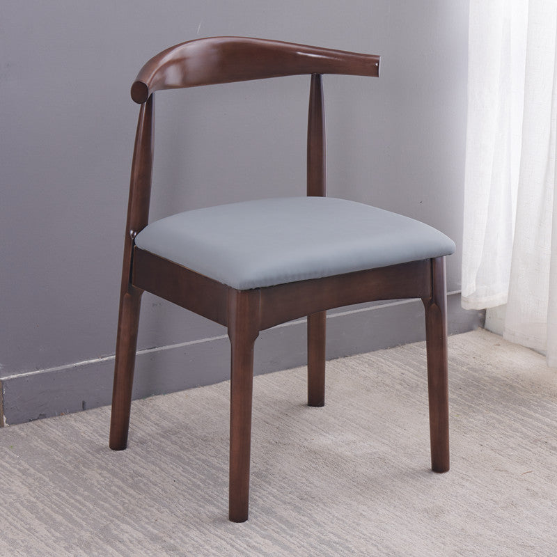 Silla lateral escandinava interior tapizada Silla de comedor de madera con respaldo abierto