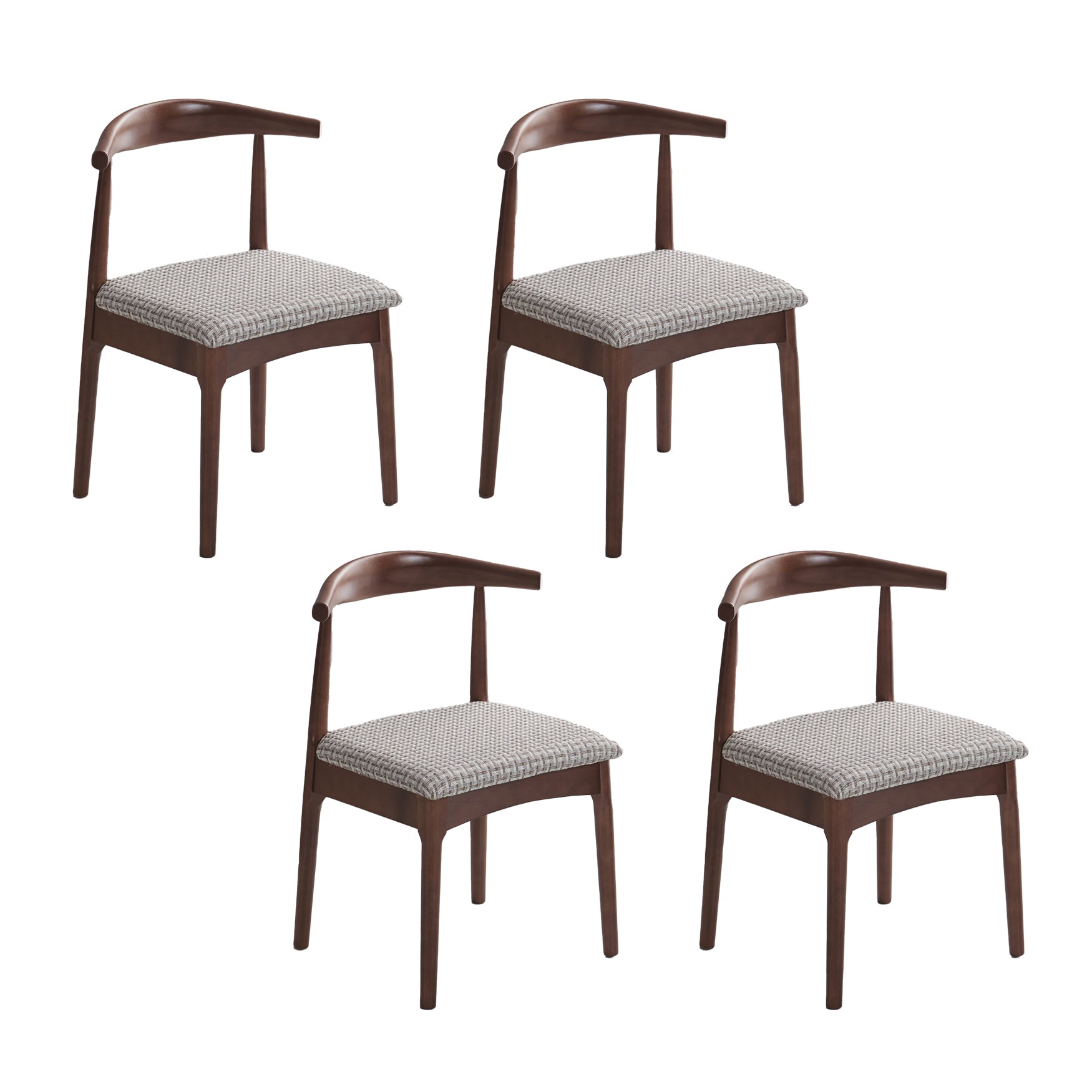 Silla lateral escandinava interior tapizada Silla de comedor de madera con respaldo abierto