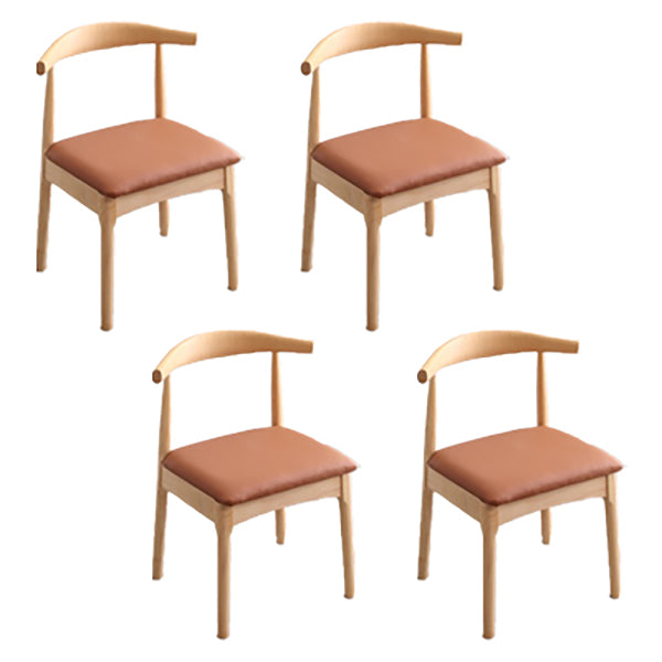 Silla lateral escandinava interior tapizada Silla de comedor de madera con respaldo abierto