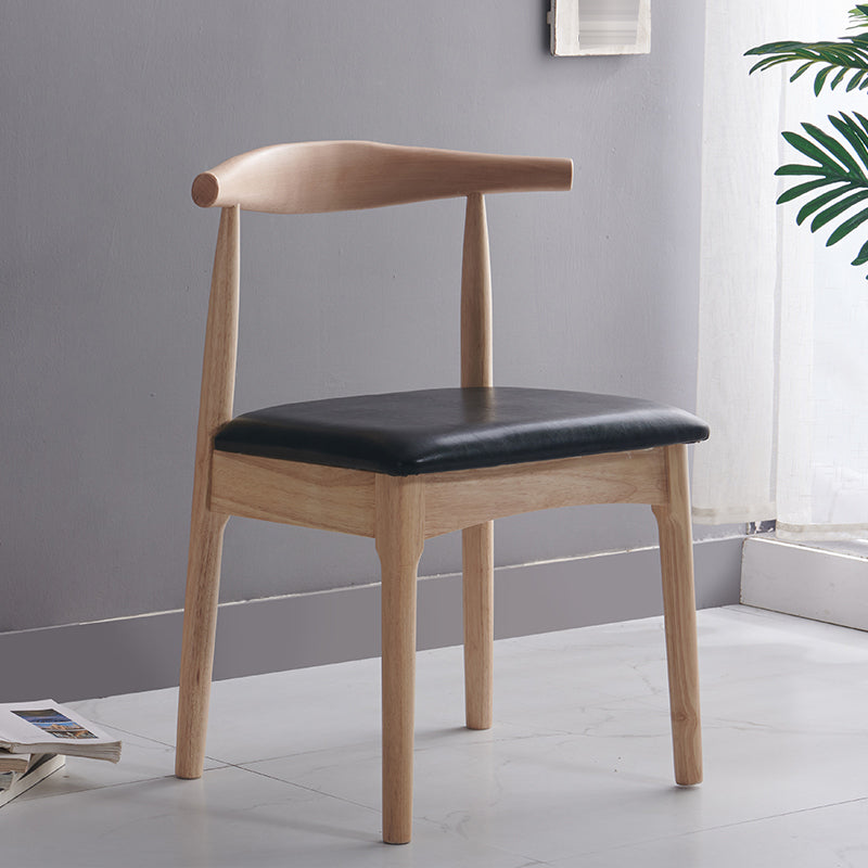 Silla lateral escandinava interior tapizada Silla de comedor de madera con respaldo abierto