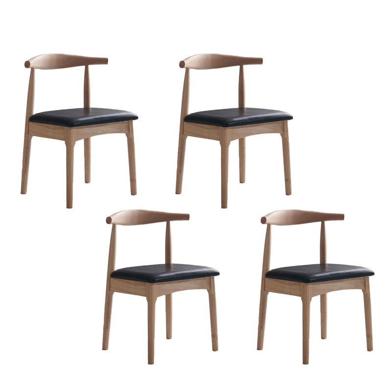 Silla lateral escandinava interior tapizada Silla de comedor de madera con respaldo abierto