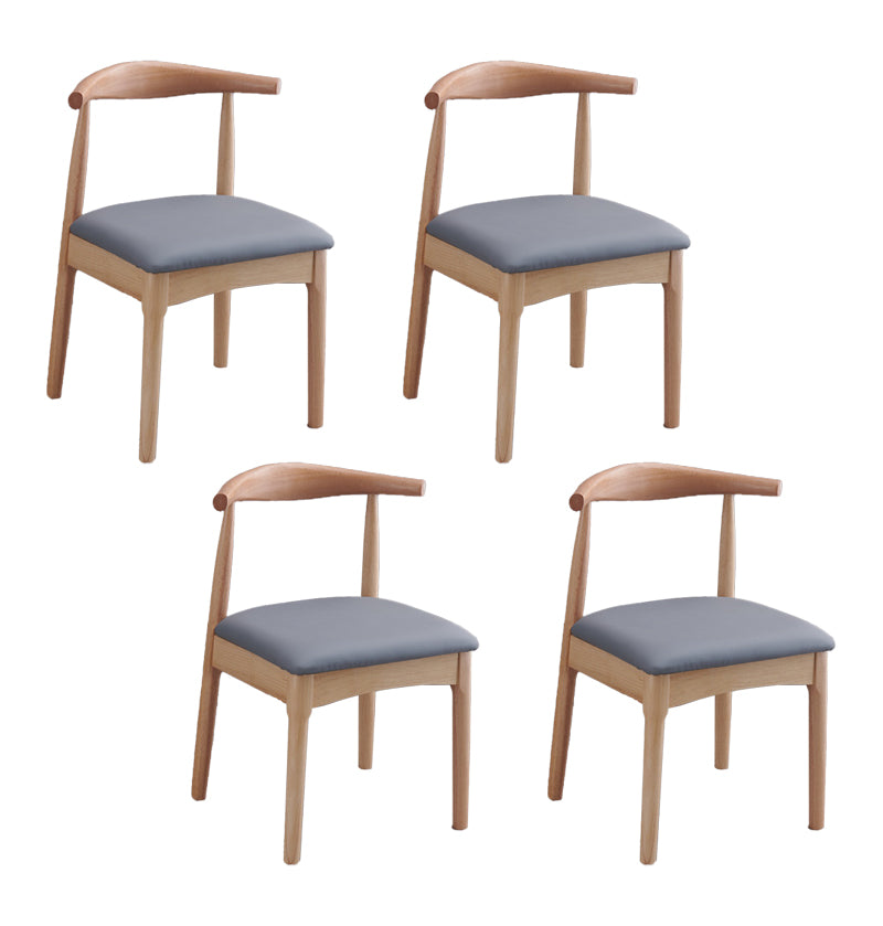 Silla lateral escandinava interior tapizada Silla de comedor de madera con respaldo abierto