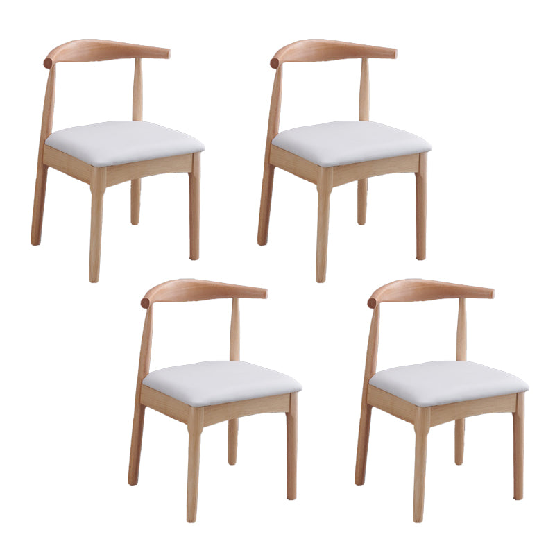 Silla lateral escandinava interior tapizada Silla de comedor de madera con respaldo abierto
