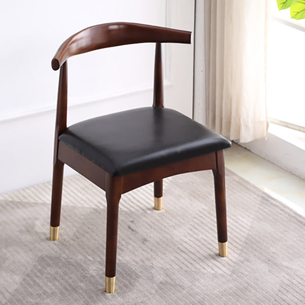 Silla lateral escandinava interior tapizada Silla de comedor de madera con respaldo abierto