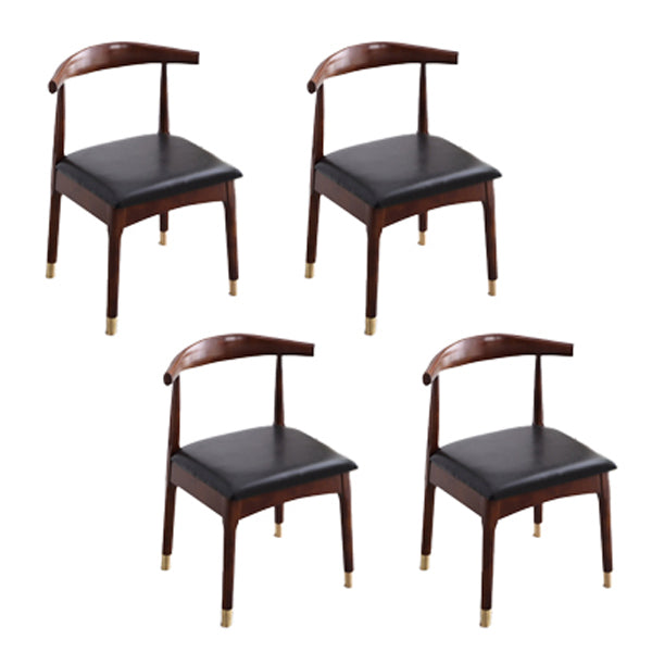 Silla lateral escandinava interior tapizada Silla de comedor de madera con respaldo abierto