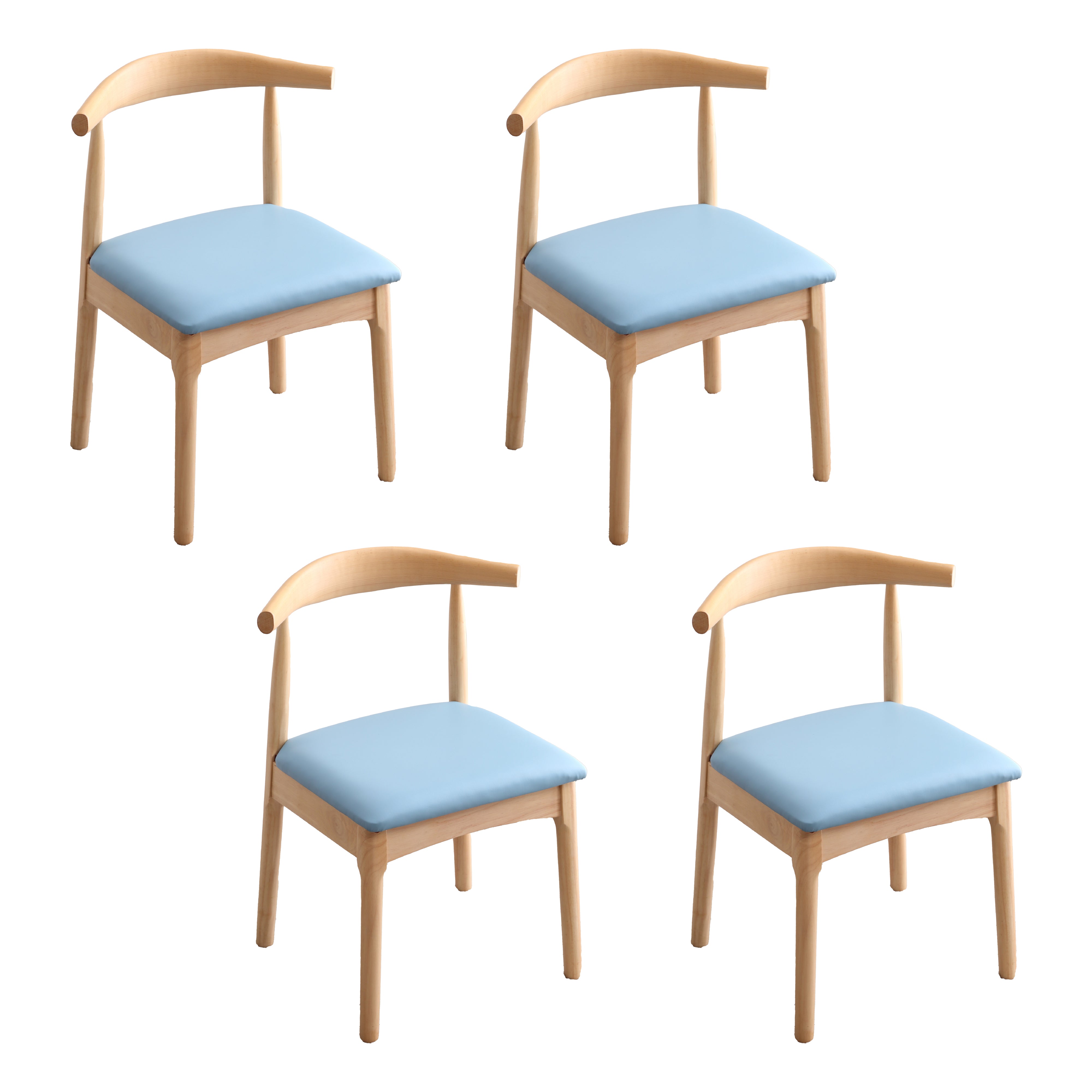 Silla lateral escandinava interior tapizada Silla de comedor de madera con respaldo abierto