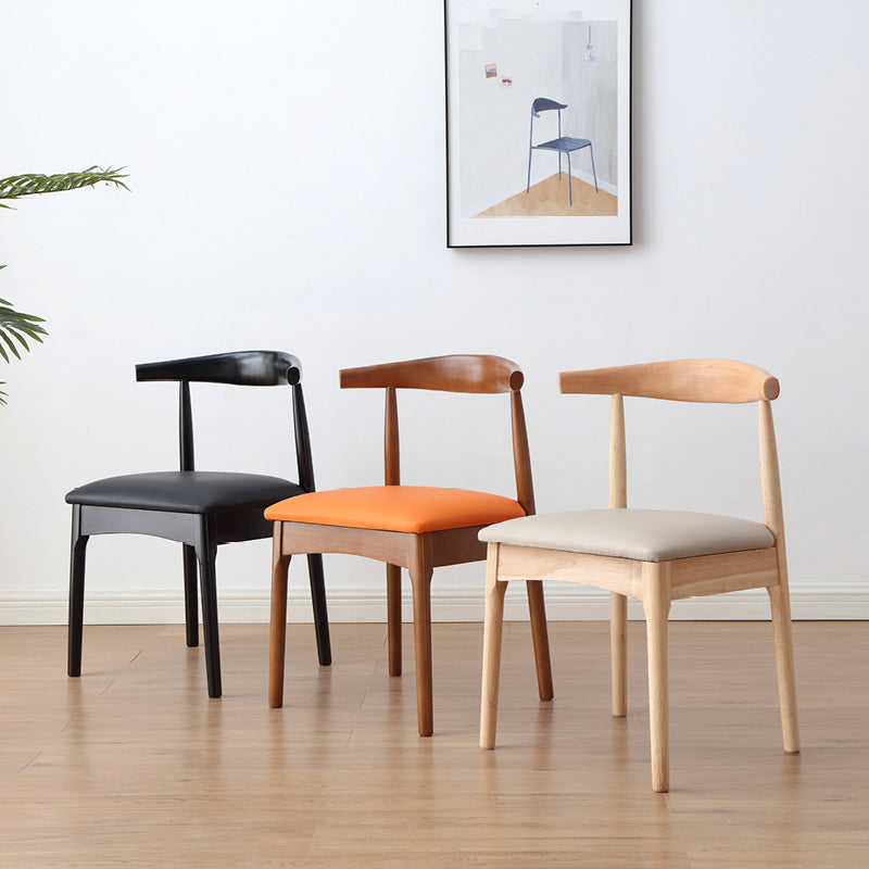 Chaise d'appoint scandinave d'intérieur Chaise de salle à manger à dossier ouvert en bois rembourrée (Ensemble de 2)