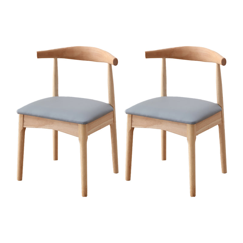 Chaise d'appoint scandinave d'intérieur Chaise de salle à manger à dossier ouvert en bois rembourrée (Ensemble de 2)
