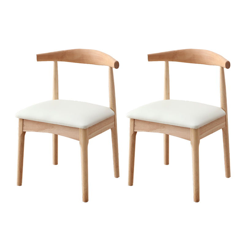 Chaise d'appoint scandinave d'intérieur Chaise de salle à manger à dossier ouvert en bois rembourrée (Ensemble de 2)
