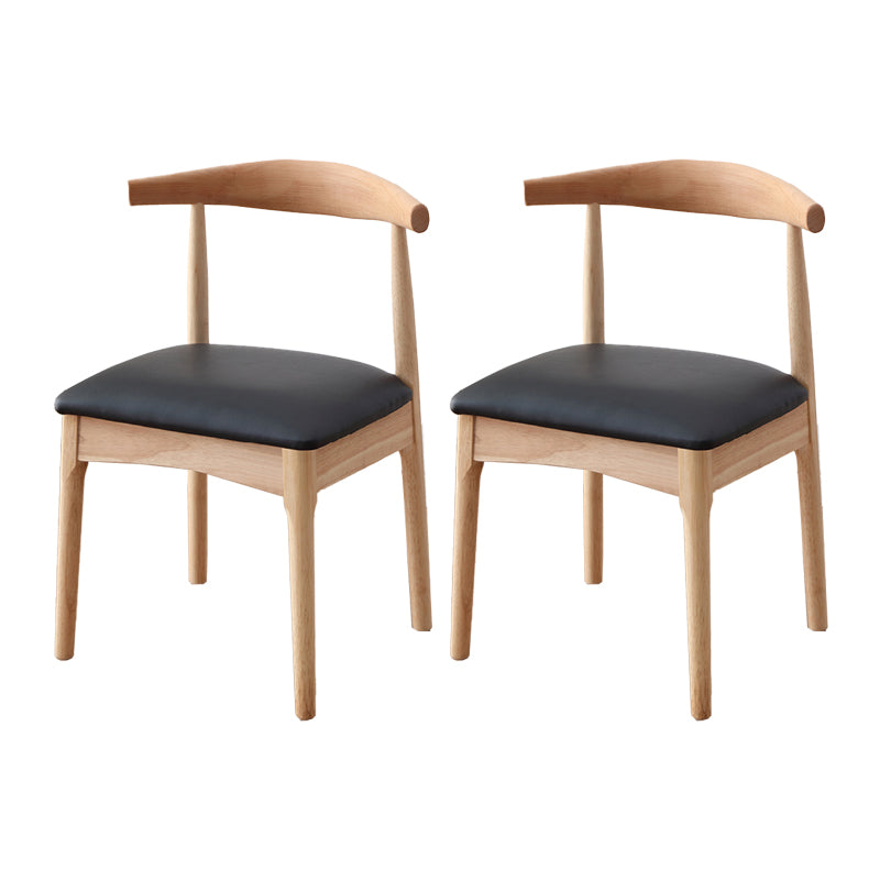 Chaise d'appoint scandinave d'intérieur Chaise de salle à manger à dossier ouvert en bois rembourrée (Ensemble de 2)