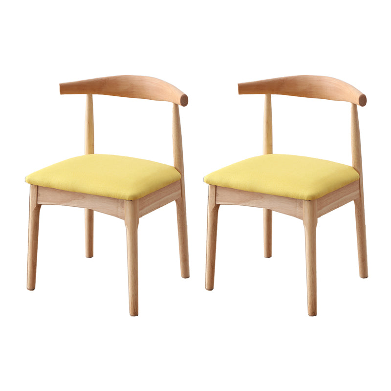 Chaise d'appoint scandinave d'intérieur Chaise de salle à manger à dossier ouvert en bois rembourrée (Ensemble de 2)
