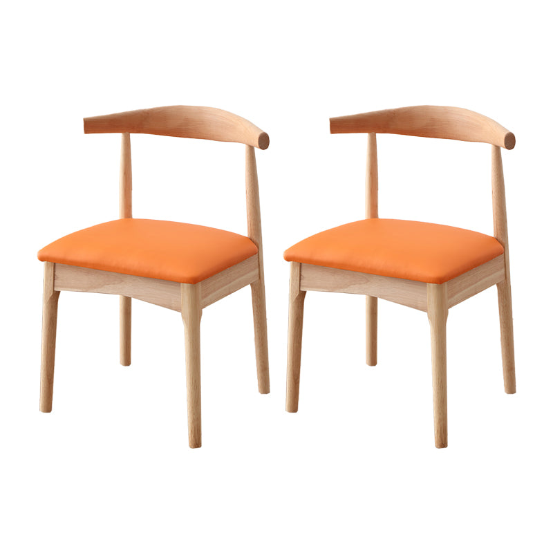 Chaise d'appoint scandinave d'intérieur Chaise de salle à manger à dossier ouvert en bois rembourrée (Ensemble de 2)