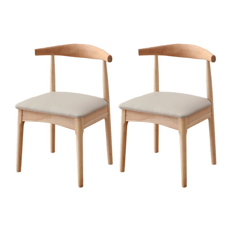 Chaise d'appoint scandinave d'intérieur Chaise de salle à manger à dossier ouvert en bois rembourrée (Ensemble de 2)