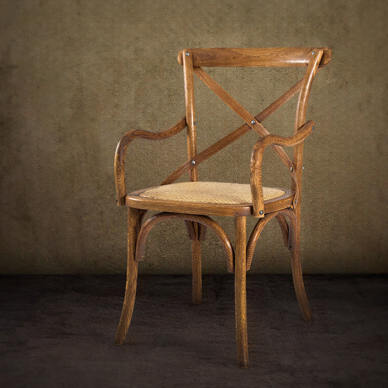 Chaises de salle à manger en bois de ferme, fauteuil latéral arrière croisé pour Restaurant