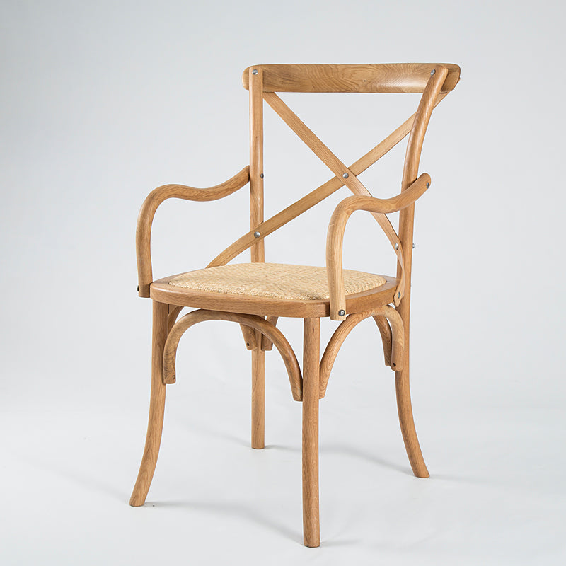 Chaises de salle à manger en bois de ferme, fauteuil latéral arrière croisé pour Restaurant