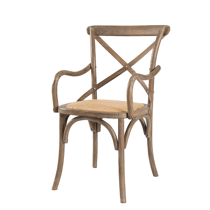 Chaises de salle à manger en bois de ferme, fauteuil latéral arrière croisé pour Restaurant