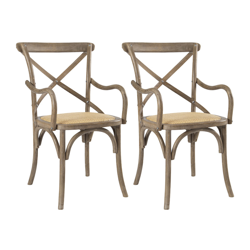 Chaises de salle à manger en bois de ferme, fauteuil latéral arrière croisé pour Restaurant