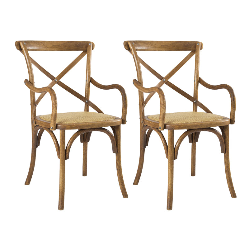 Chaises de salle à manger en bois de ferme, fauteuil latéral arrière croisé pour Restaurant