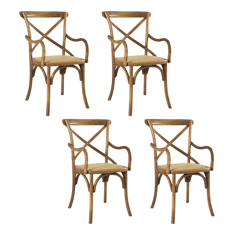 Chaises de salle à manger en bois de ferme, fauteuil latéral arrière croisé pour Restaurant