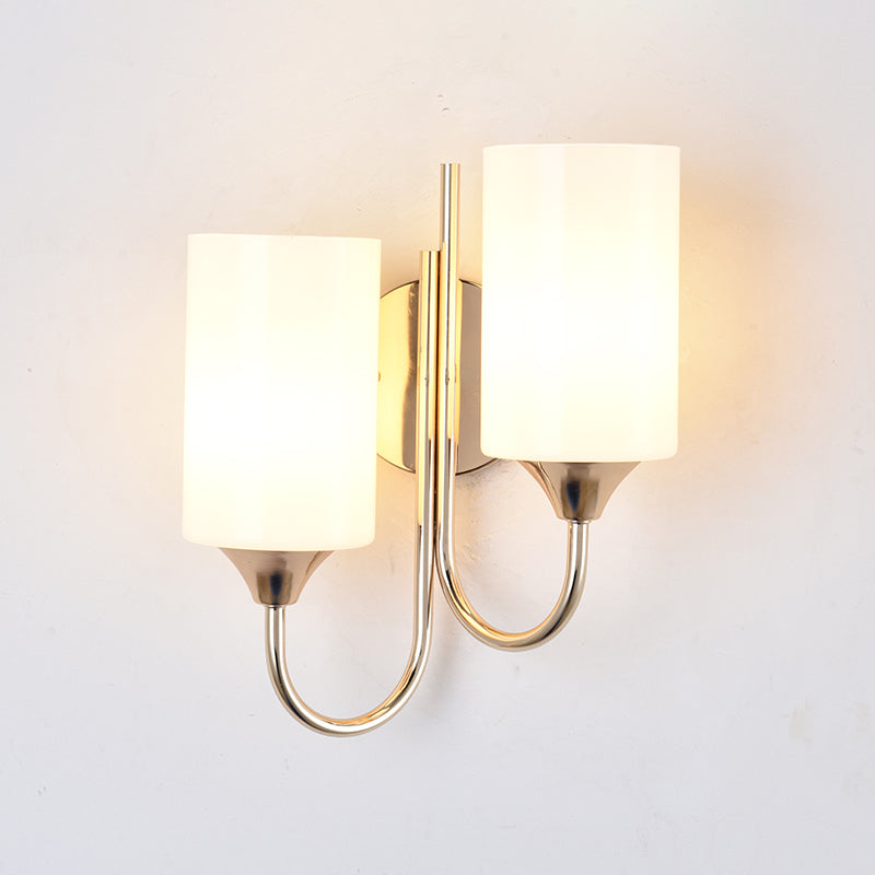 Modern Style Cylinder Wall Sconce Lights Glass 2 Lights Wall Mount Lighting