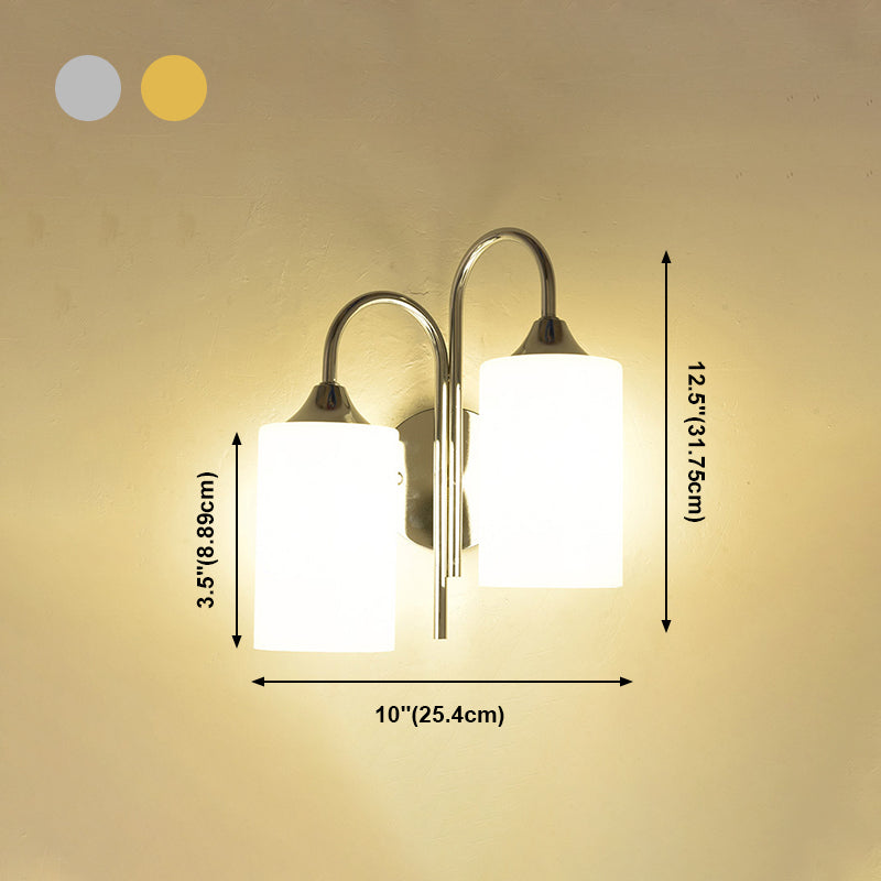 Modern Style Cylinder Wall Sconce Lights Glass 2 Lights Wall Mount Lighting