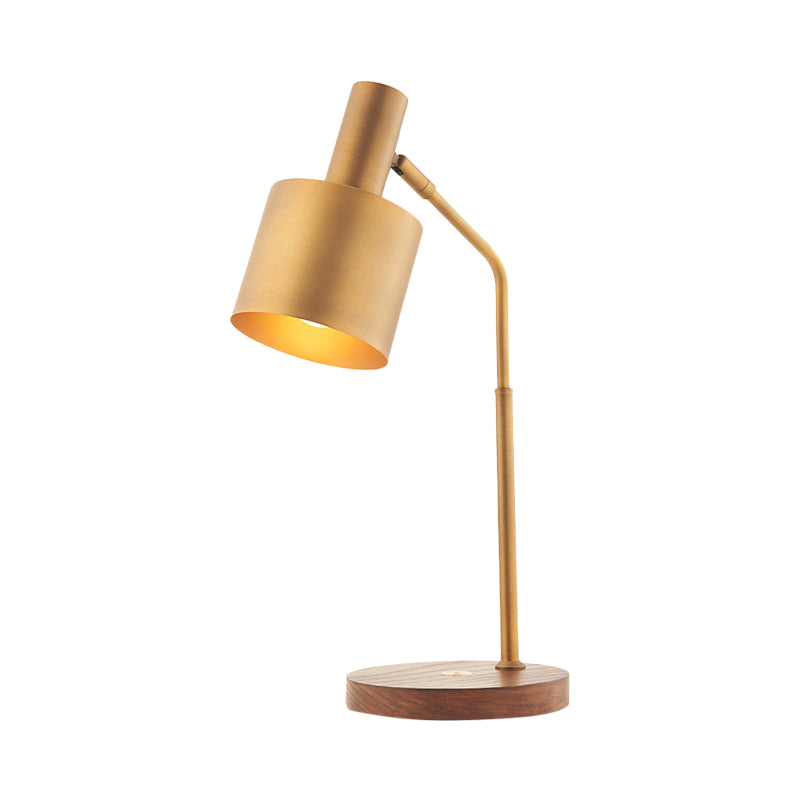 Lampada da notte minimalista a 1 lampadina Illuminazione da comodino a tamburo in ottone con paralume in metallo per sala studio
