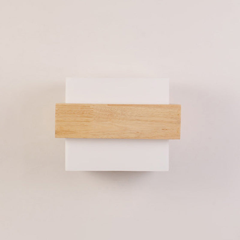 Modern Style Rectangular Wall Sconce Lights Wood 1 Light Wall Mount Lighting
